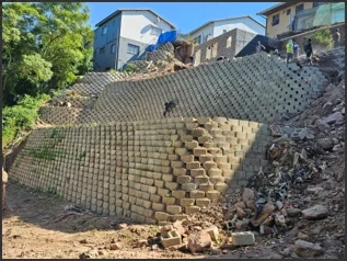 Terraced retaining structure.